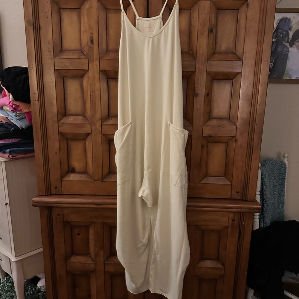 FREE PEOPLE banana yellow Sleeveless Jumpsuit with Pockets